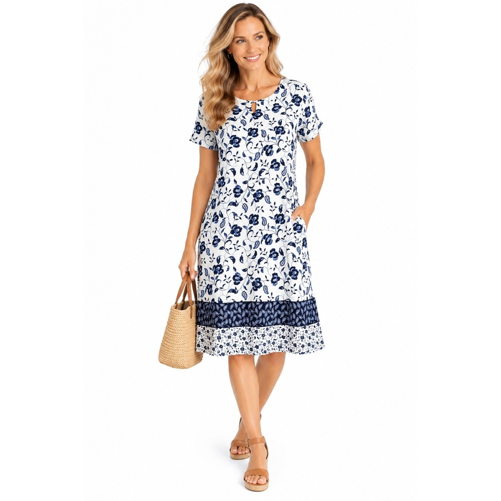 J. Jill Dress XL Floral Wearever Shift Coastal Casual Modest Floral